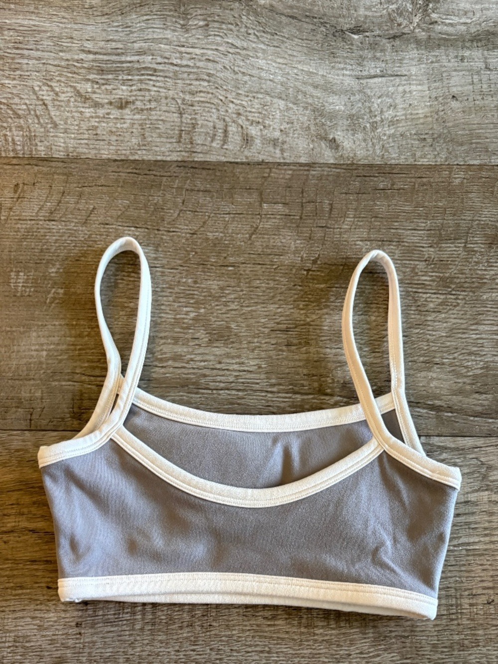437  Micro Bra in Grey with white pipping XS - Picture 5 of 7